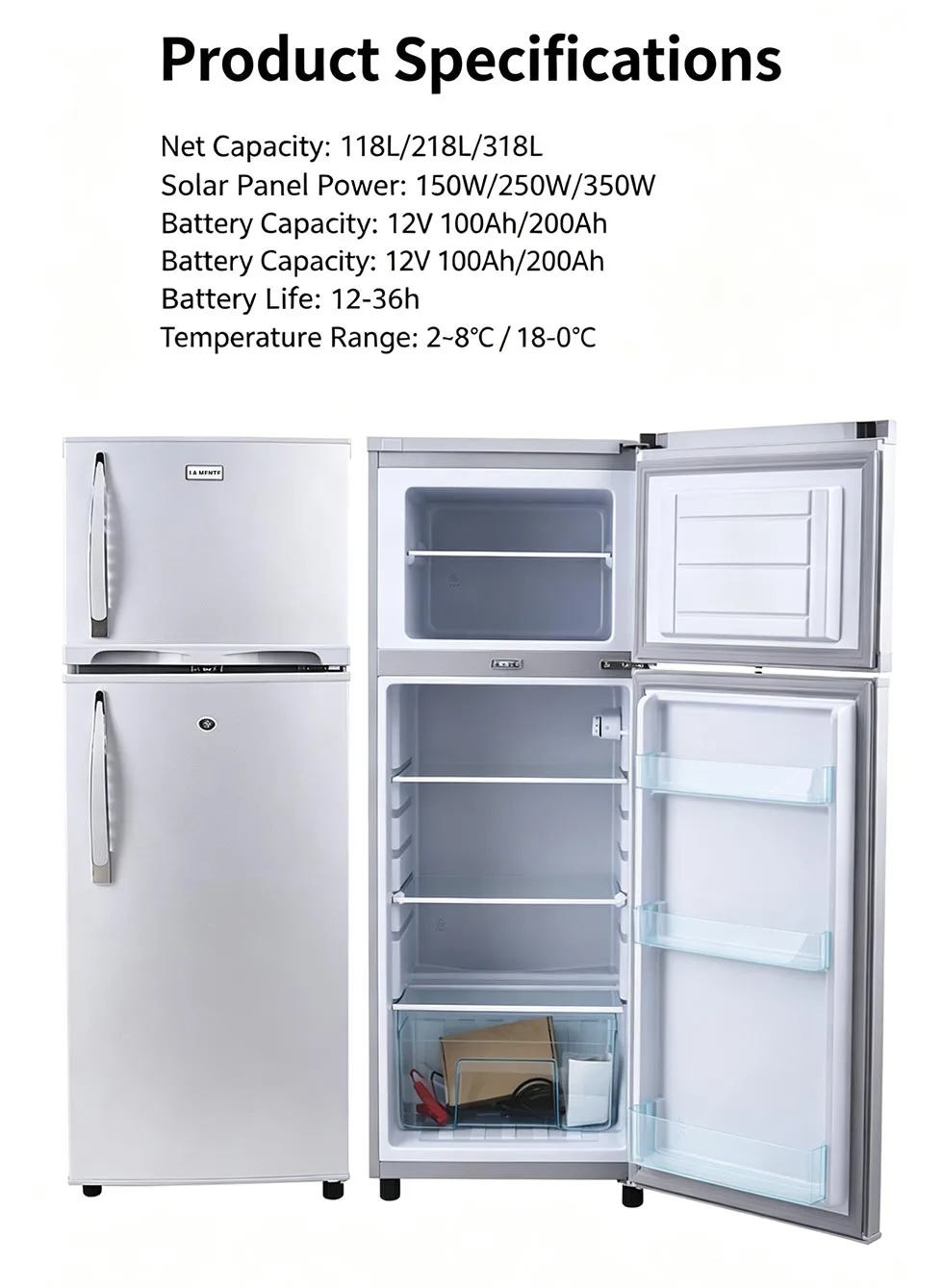 Solar-Powered Refrigerator with Integrated Battery Storage
